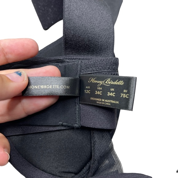 Honey Birdette Blake Black Mesh Bandage Strappy Bra Lingerie - Picture 10 of 13